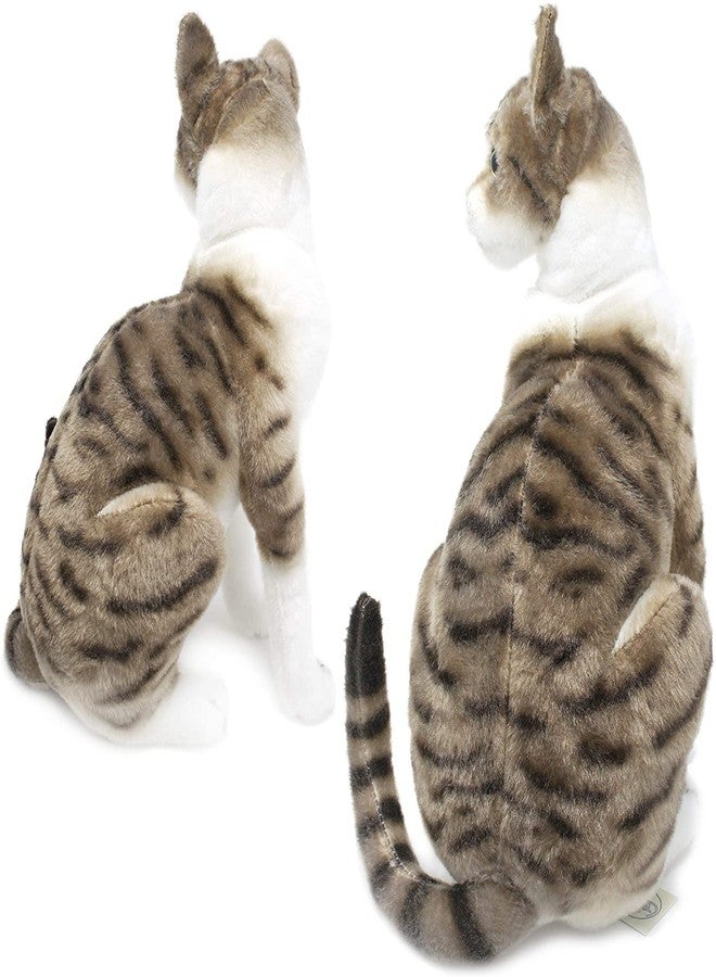 تيكلز قطة موسيقية جالسة تصدر صوت مواء مواء، لعبة حيوانية محشوة ناعمة للأطفال من الأولاد والبنات، هدية عيد ميلاد (اللون: رمادي وأبيض، الحجم: 40 سم) - Image 4